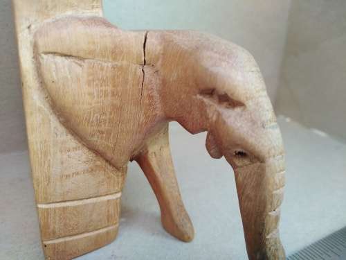 Africana! Pair of Elephant Wooden Bookends