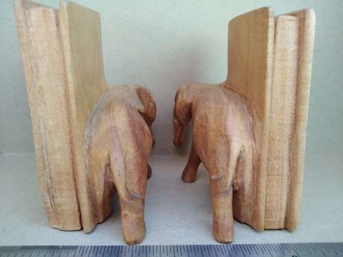 Africana! Pair of Elephant Wooden Bookends