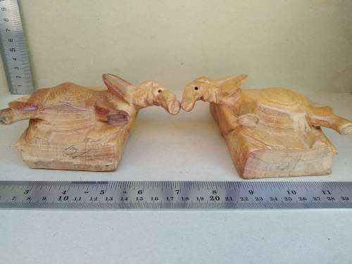 Africana! Pair of Elephant Wooden Bookends