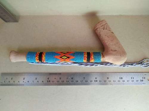 African! Beaded - Xhosa Clay Inqawe - Smoking Pipe