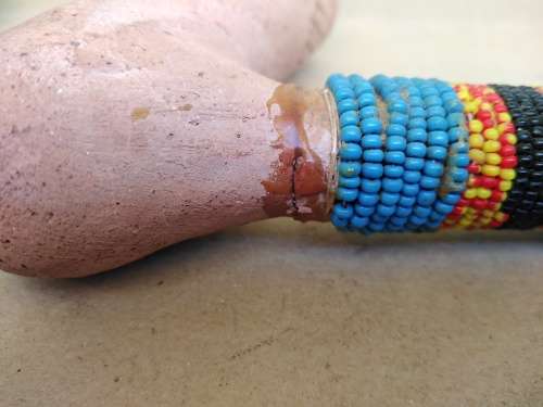 African! Beaded - Xhosa Clay Inqawe - Smoking Pipe