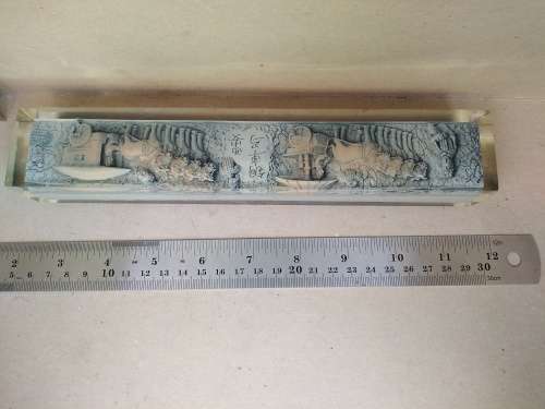 Wow! -Very Ornate Chinese Dongyang - Double Sided Relief Sculpture - Art In Resin - Signed