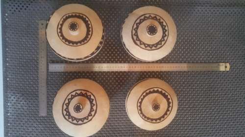 17 Piece African Pot Set! - 4 Pots with Lids - 7 plates and more - Hand Carved wood
