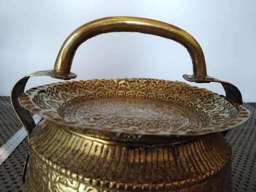 Rare! Old Vintage Brass Holy Water Pot - Indian Collectible Ganga Jal Pot