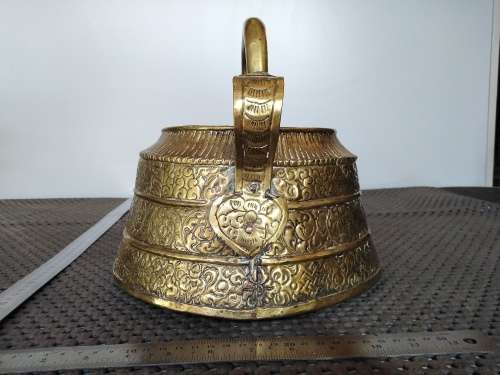 Rare! Old Vintage Brass Holy Water Pot - Indian Collectible Ganga Jal Pot