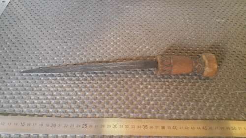 Hand Made Shona Bakatwa Dagger Carved Tribal Designs On Wooden Handle And Sheath