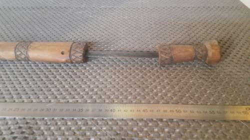 Hand Made Shona Bakatwa Dagger Carved Tribal Designs On Wooden Handle And Sheath