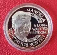 SALE! - 2001 - 1 oz -Mandela Silver Proof Medallion  Nobel Peace Prize 1993 - In Capsule