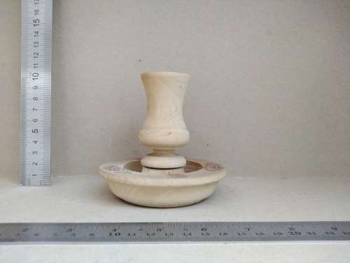 Vintage! Hand Painted - Floral - Turned Wood - Candle Stick Holder