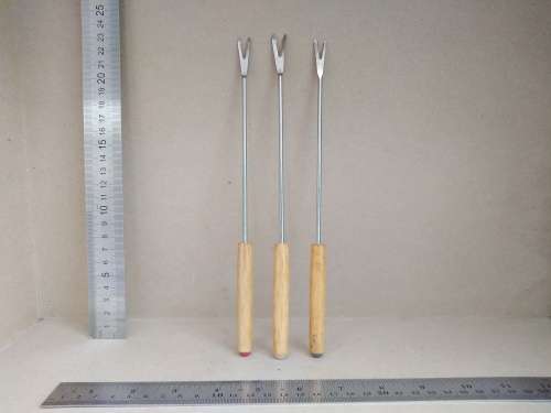 Vintage!  Wood Handle - Set Of 3 Fondue Forks