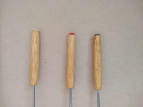 Vintage!  Wood Handle - Set Of 3 Fondue Forks