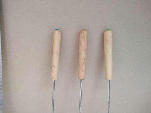 Vintage!  Wood Handle - Set Of 3 Fondue Forks (2)