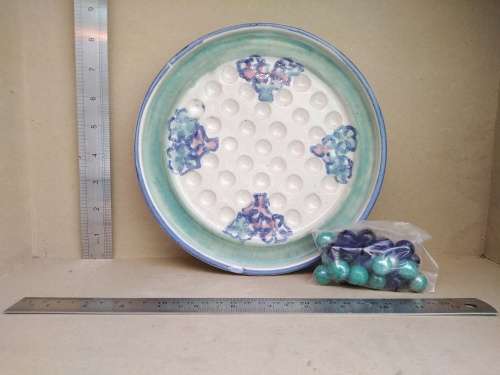 Vintage! - Ceramic - Hand Made - Marble Solitaire Board Game - Signed And Dated