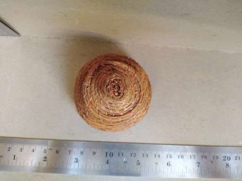 Vintage ! Small Woven African Sweet Grass - Storage Basket With Lid