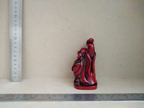 Chinese Feng Shui Standing Laughing Buddha - Red Resin