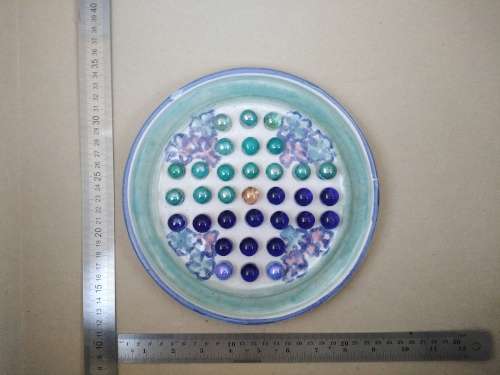 Vintage! - Ceramic - Hand Made - Marble Solitaire Board Game - Signed And Dated
