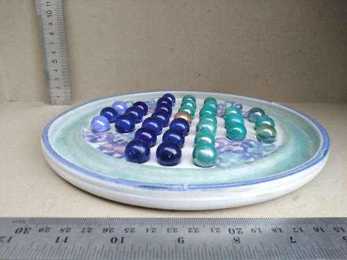 Vintage! - Ceramic - Hand Made - Marble Solitaire Board Game - Signed And Dated