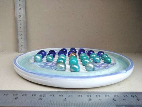 Vintage! - Ceramic - Hand Made - Marble Solitaire Board Game - Signed And Dated