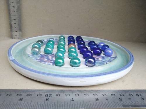 Vintage! - Ceramic - Hand Made - Marble Solitaire Board Game - Signed And Dated
