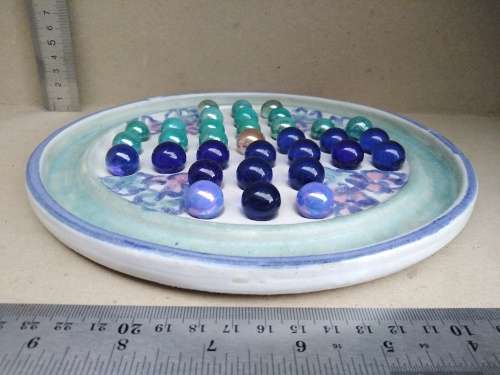 Vintage! - Ceramic - Hand Made - Marble Solitaire Board Game - Signed And Dated