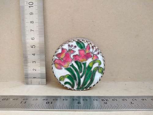 Vintage! - * Butterfly Flower * Design - Cloisonne Filigree Art Trinket / Pill Box