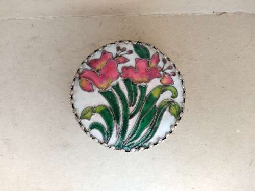 Vintage! - * Butterfly Flower * Design - Cloisonne Filigree Art Trinket / Pill Box