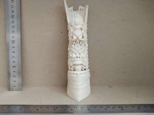 Vintage! Indonesian - Intricately Hand Crafted Bone Carving Totem Deity Statue