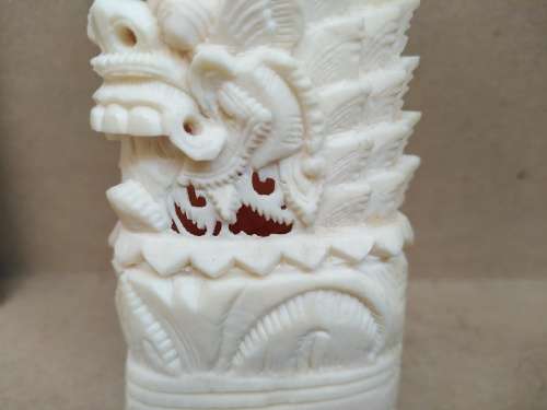Vintage! Indonesian - Intricately Hand Crafted Bone Carving Totem Deity Statue