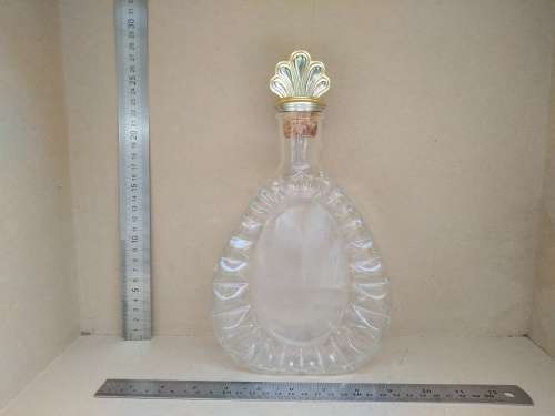 Vintage! Wine Or Whiskey Glass Decanter With Iron And Cork Stopper