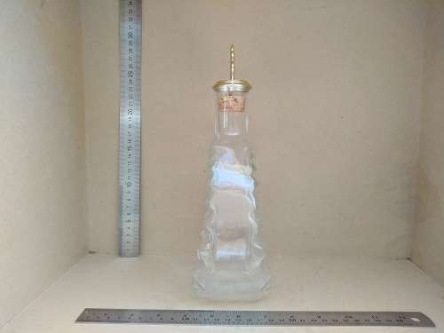 Vintage! Wine Or Whiskey Glass Decanter With Iron And Cork Stopper