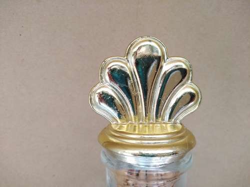 Vintage! Wine Or Whiskey Glass Decanter With Iron And Cork Stopper