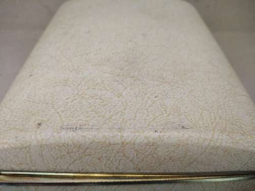Vintage! Cream Leather Jewelry Display / Vanity Case Box With Gold Frame