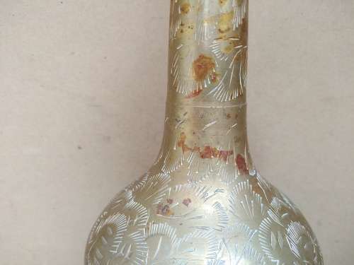 Indian Brass - Beautifully Etched Fluted Tall Vase