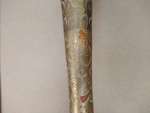 Indian Brass - Beautifully Etched Fluted Tall Vase