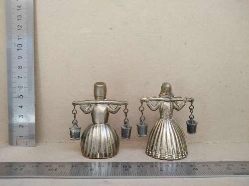 Vintage! Brass - Dutch Bells Milk Maid / Boy With 2 Pails Each
