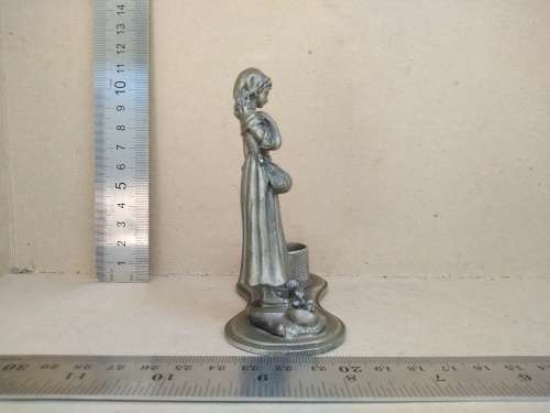 Vintage! Neoclassical - Lady Feeding Chickens - Figural Candle Holder