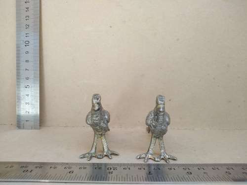 Vintage! Pair Of Pheasant Bird Silver Metal Figurines