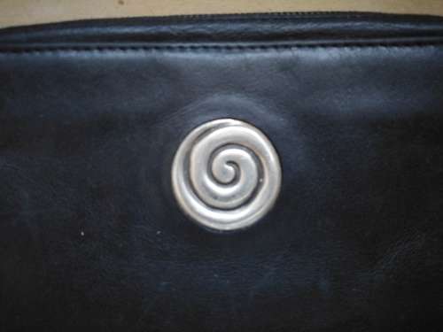 Carrol Boyes Ladies Stitched Black Leather - Coil Purse
