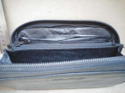 Carrol Boyes Ladies Stitched Black Leather - Coil Purse