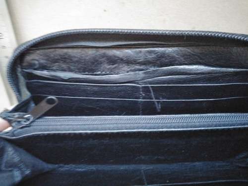 Carrol Boyes Ladies Stitched Black Leather - Coil Purse