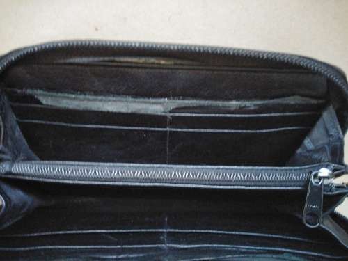 Carrol Boyes Ladies Stitched Black Leather - Coil Purse