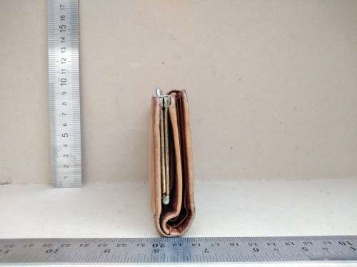 Vintage! LEONE Genuine Light Brown Leather - Card Holder & Clasp And Frame Purse