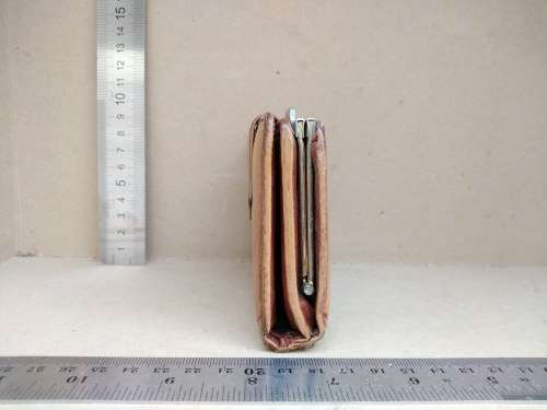 Vintage! LEONE Genuine Light Brown Leather - Card Holder & Clasp And Frame Purse