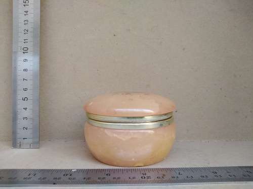 Vintage! Italian - Round Floral Alabaster Marble Trinket Box