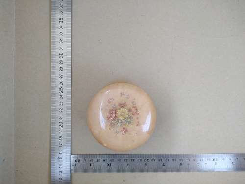 Vintage! Italian - Round Floral Alabaster Marble Trinket Box