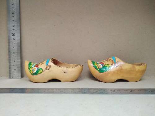 Vintage! Pair Of Small Dutch Windmill Wooden Clogs - Holland