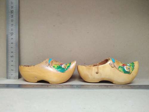 Vintage! Pair Of Small Dutch Windmill Wooden Clogs - Holland
