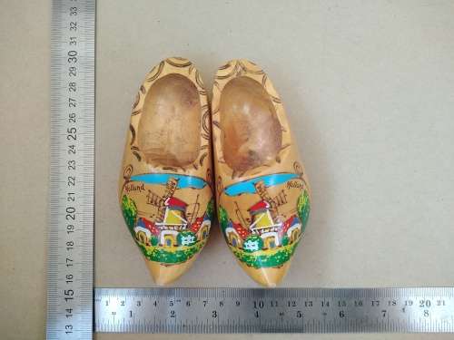Vintage! Pair Of Small Dutch Windmill Wooden Clogs - Holland