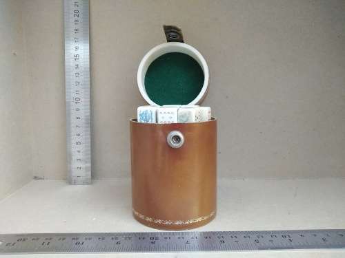 Vintage! Max `n Jax Board Game With Poker Dice In Leather Shaker Cup
