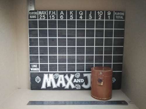 Vintage! Max `n Jax Board Game With Poker Dice In Leather Shaker Cup